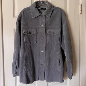 Zara Gray Corduroy Oversized Jacket for Women size S